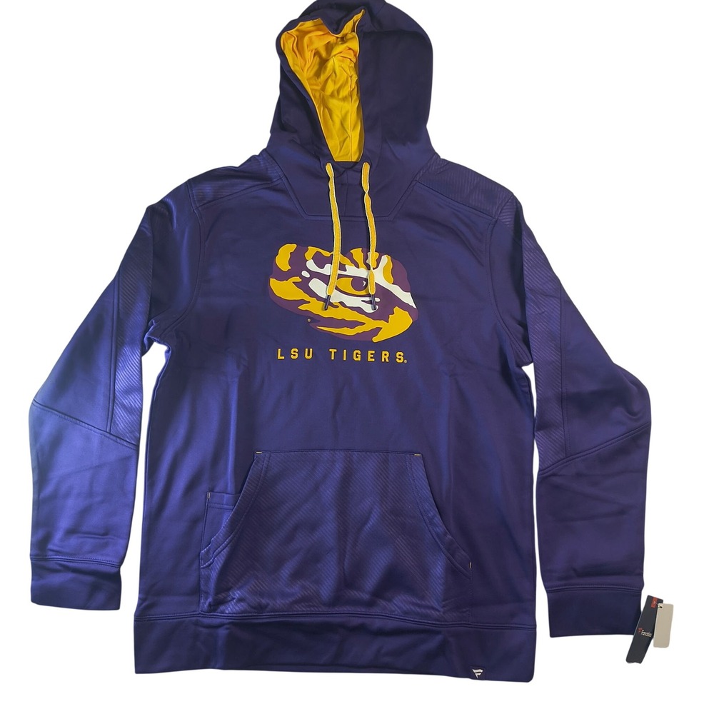 LSU Tigers Fanatics Defender Pullover Hoodie Purple‎ Gold Men's Large NWT